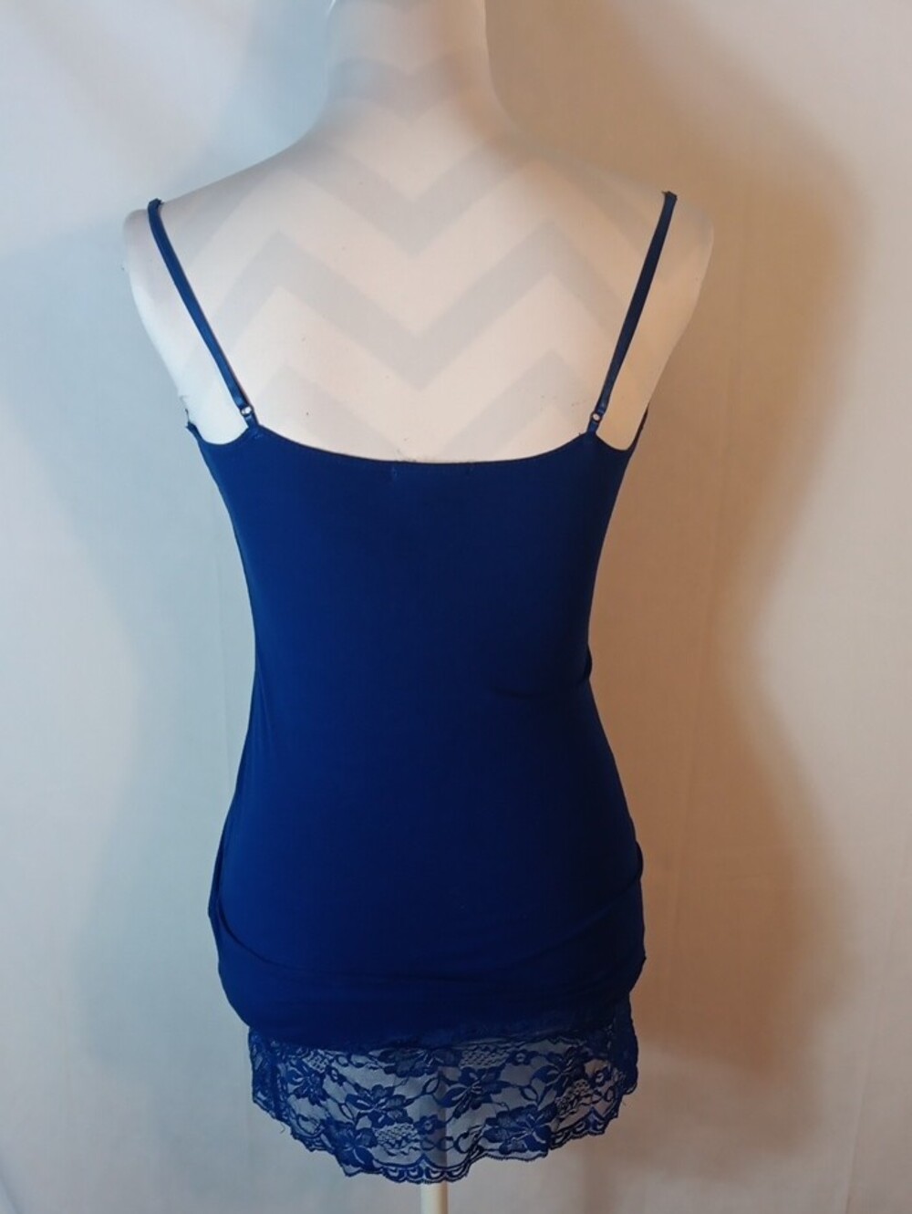 Bozzolo Royal Blue Lace-Trim Camisole Chemise - Picture 3 of 5